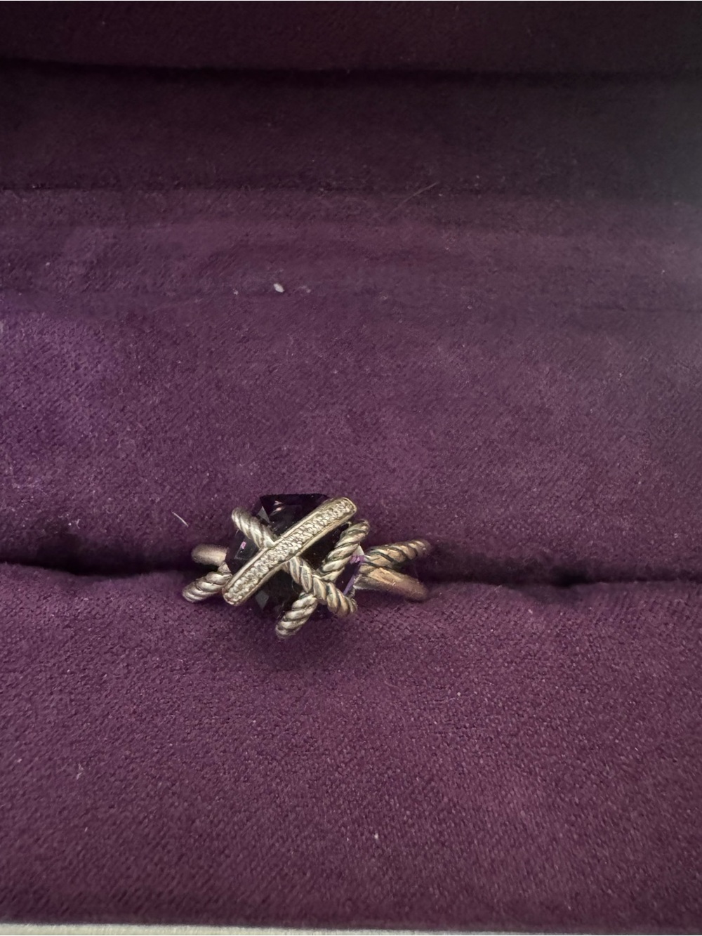 David Yurman petite amethyst and diamond ring